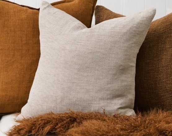 Sandridge Feather Cushion in Linen & Rust