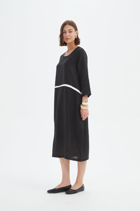 Contrast Trim Ovoid Dress