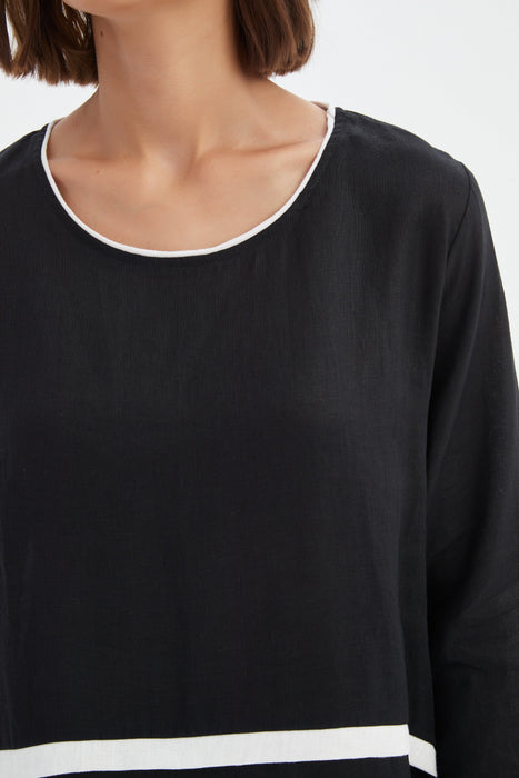 Contrast Trim Ovoid Dress