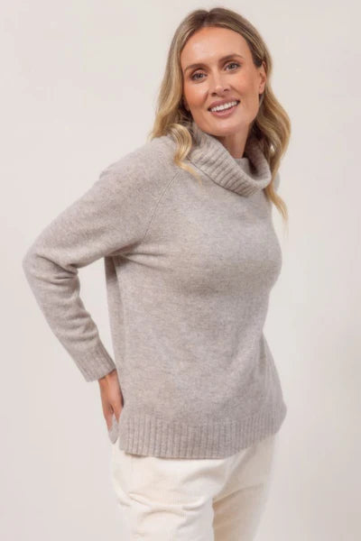 Merino Wool Mock Neck Cardigan