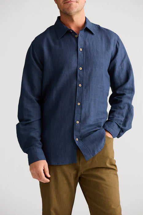 Oxford Shirt - Navy Linen (M)
