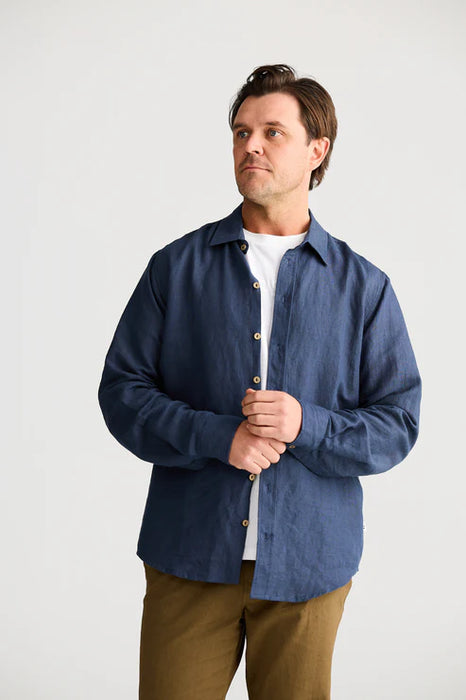 Oxford Shirt - Navy Linen (M)