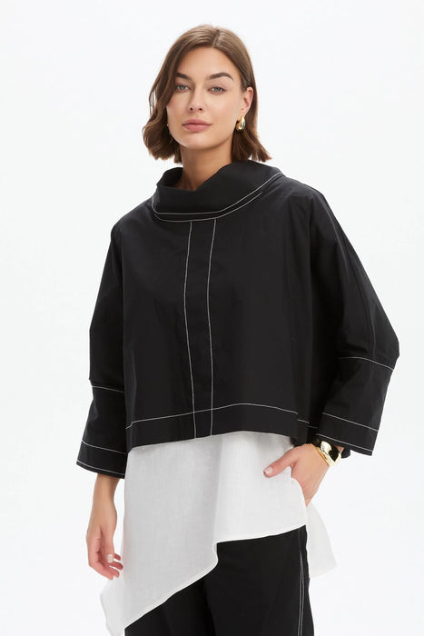 Funnel Neck Contrast Top