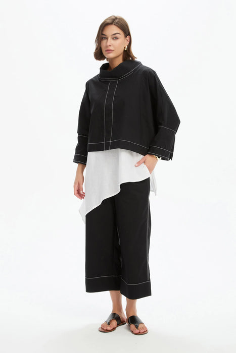 Funnel Neck Contrast Top