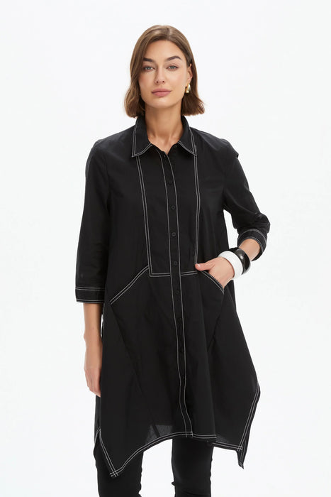 Handkerchief Hem Contrast Shirt