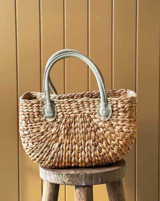 Harvest Basket - Sage Suede Handles