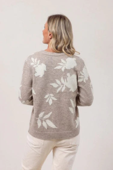 V Neck Floral Cardigan