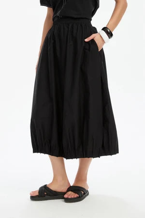 Pin Tuck Hem Poplin Skirt