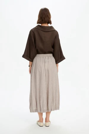 Pin Tuck Hem Stripe Skirt