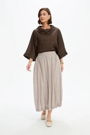 Pin Tuck Hem Stripe Skirt