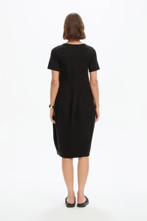 Short Sleeve Diagonal Seam Dress