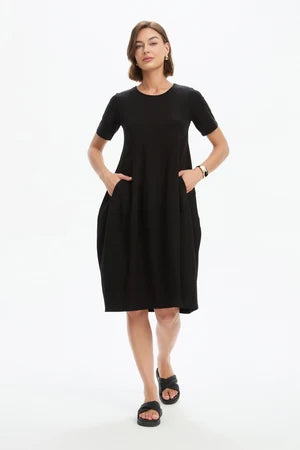Short Sleeve Diagonal Seam Dress