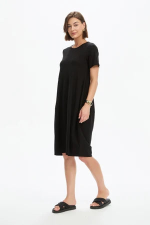 Short Sleeve Diagonal Seam Dress