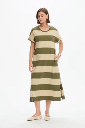 Stripe Easy Midi Dress