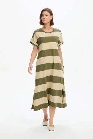 Stripe Easy Midi Dress