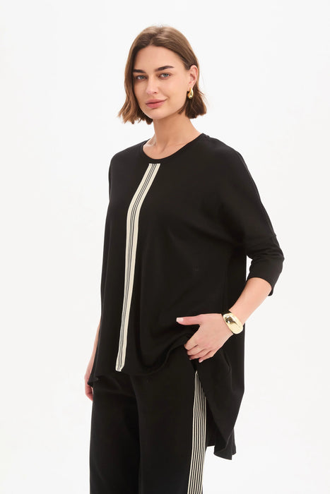 Stripe Front 3/4 Sleeve Tee