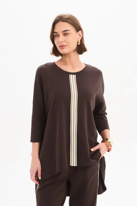 Stripe Front 3/4 Sleeve Tee