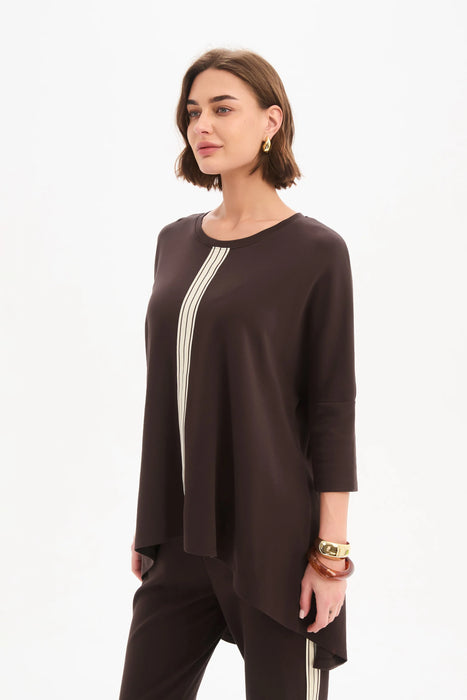 Stripe Front 3/4 Sleeve Tee