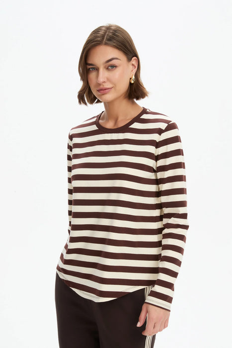 Stripe Curve Hem T-Shirt