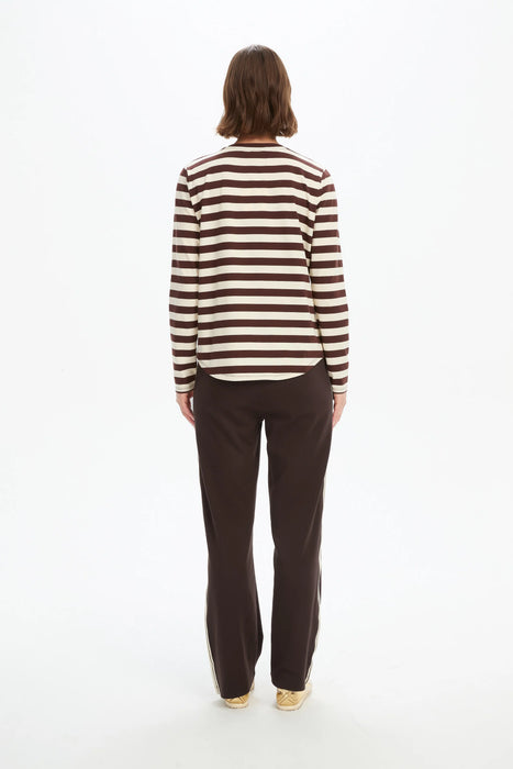 Stripe Curve Hem T-Shirt